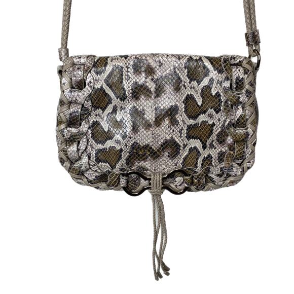 Cole Haan Leather Snake Print Flap Crossbody Bag Editorial McKenzie